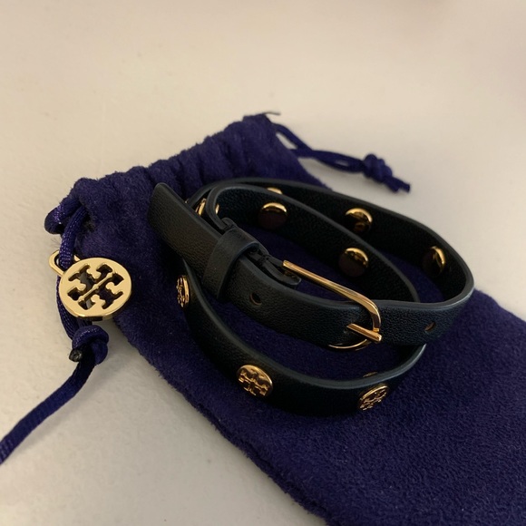 💕👜TORY BURCH Black Leather Wrap Bracelet💕 - Picture 2 of 7